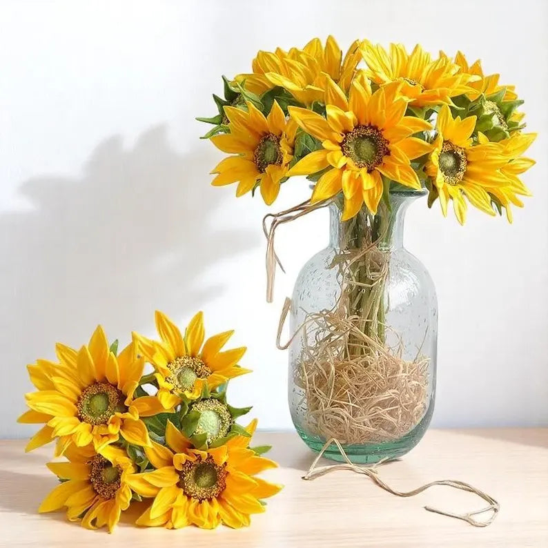 Real Touch Sunflower, High Quality Artificial Flowers, Wedding Bouquet, Centerpieces, Home Decor, Gifts, Yellow, DIY