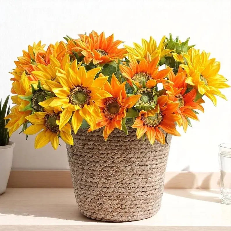 Real Touch Sunflower, High Quality Artificial Flowers, Wedding Bouquet, Centerpieces, Home Decor, Gifts, Yellow, DIY